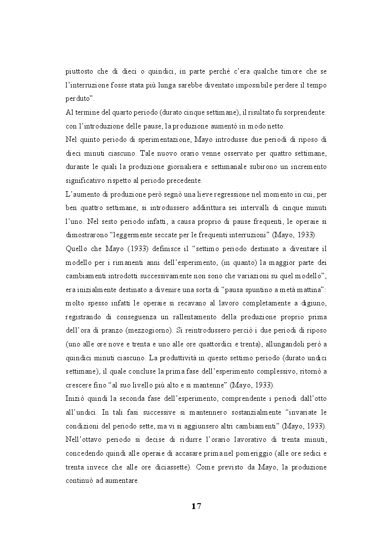 Anteprima della tesi: Lo human relations approach come struttura portante della "fabbrica a misura d’uomo": esiste una correlazione tra la Teoria delle relazioni umane di Elton Mayo e il welfare aziendale?, Pagina 8