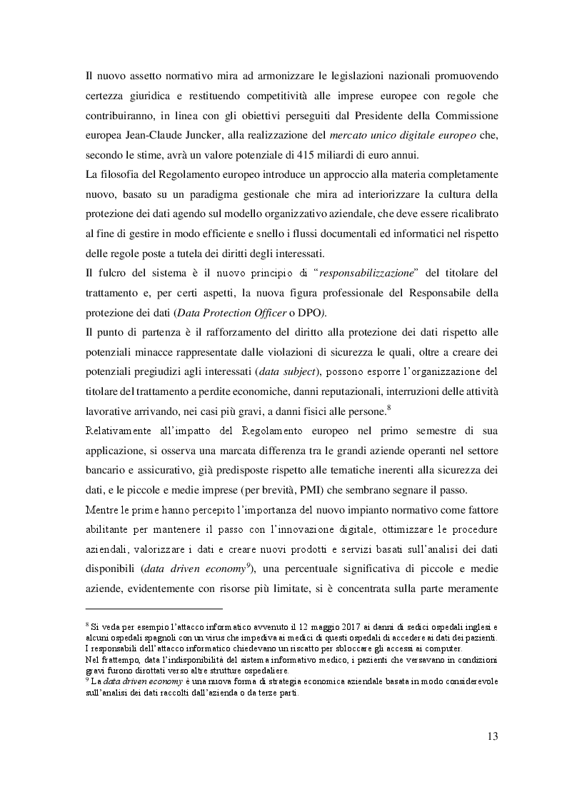 Anteprima della tesi: Il trattamento dei dati personali. Gestione del rischio e compliance aziendale., Pagina 5