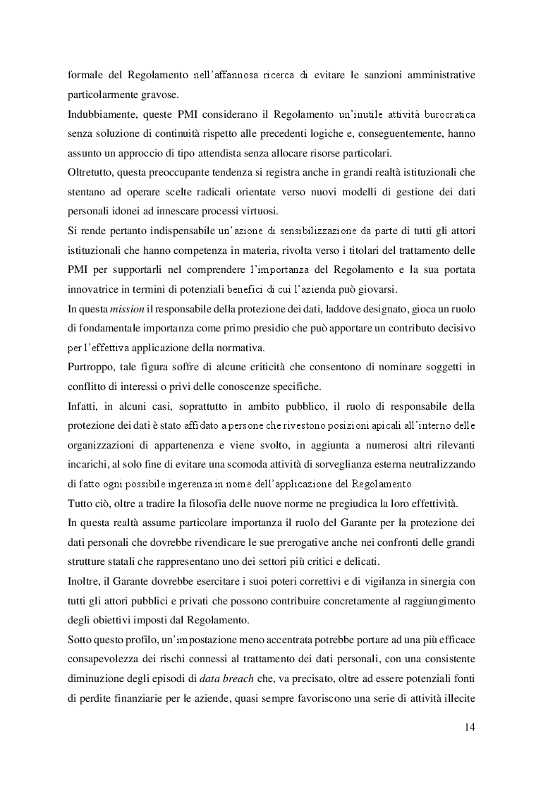 Anteprima della tesi: Il trattamento dei dati personali. Gestione del rischio e compliance aziendale., Pagina 6