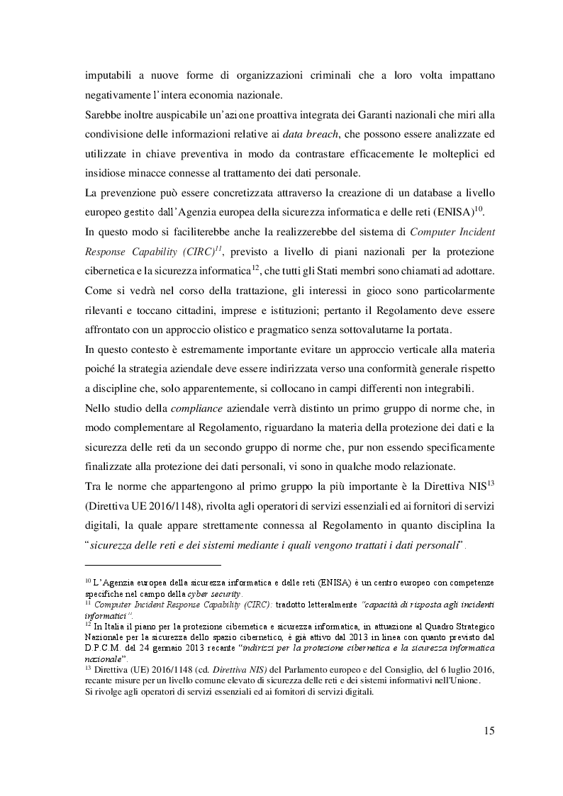 Anteprima della tesi: Il trattamento dei dati personali. Gestione del rischio e compliance aziendale., Pagina 7