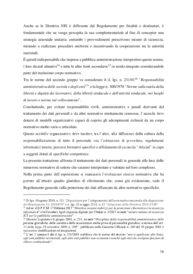 Anteprima della tesi: Il trattamento dei dati personali. Gestione del rischio e compliance aziendale., Pagina 8