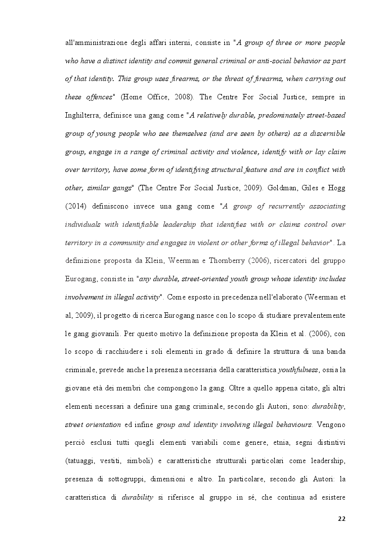 Estratto dalla tesi: Analisi della letteratura sulle gang criminali, il loro comportamento e i fattori psicologici e sociali associati all'ingresso di nuovi membri al loro interno