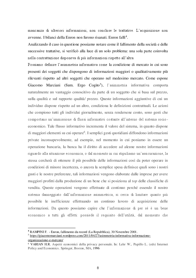 Anteprima della tesi: Le varie fattispecie di asimmetria informativa, Pagina 6