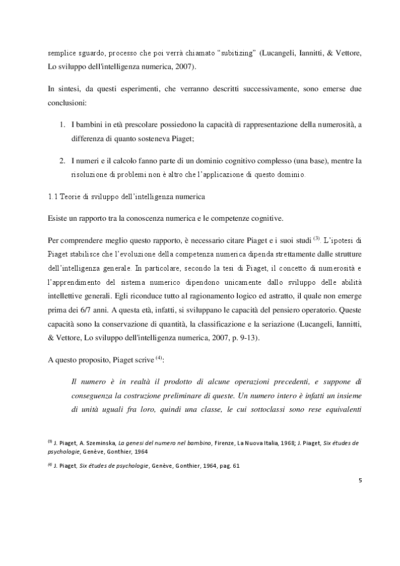 Anteprima della tesi: I prerequisiti dell'apprendimento matematico: screening e potenziamento in età prescolare, Pagina 3