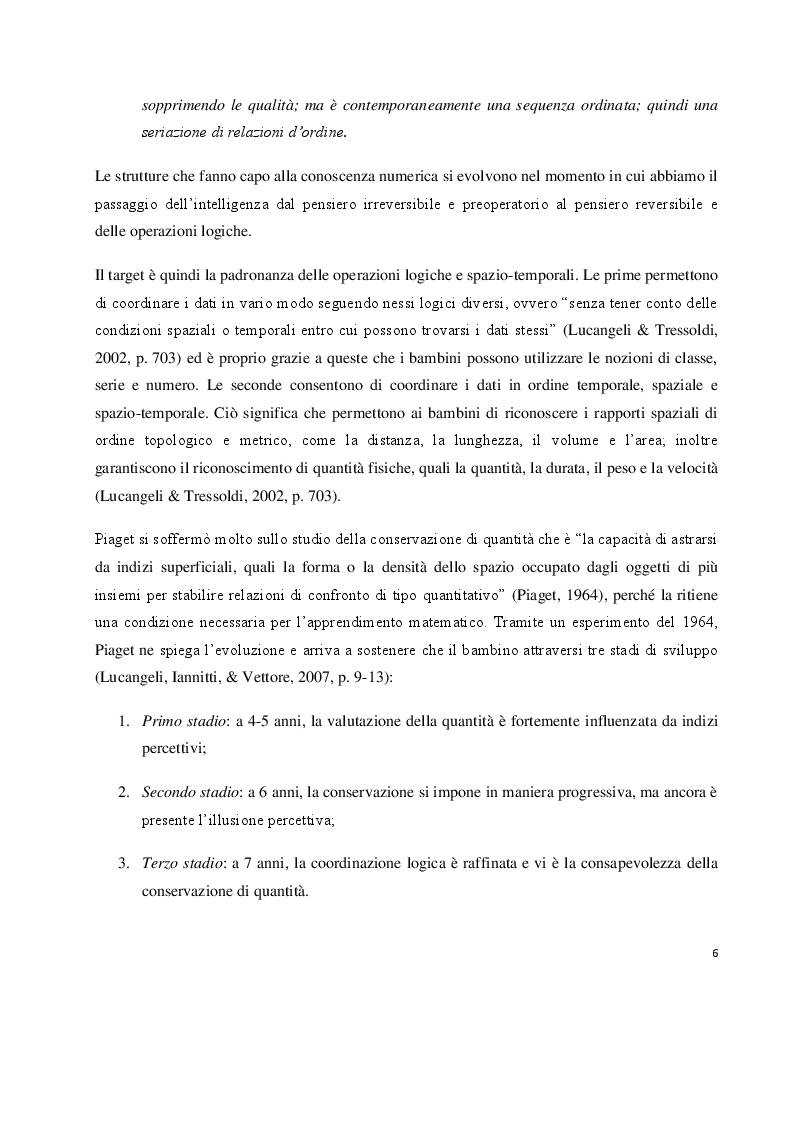 Anteprima della tesi: I prerequisiti dell'apprendimento matematico: screening e potenziamento in età prescolare, Pagina 4