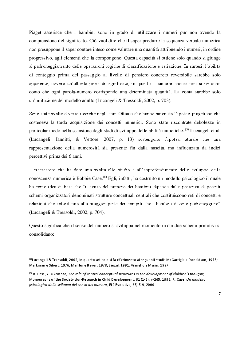 Anteprima della tesi: I prerequisiti dell'apprendimento matematico: screening e potenziamento in età prescolare, Pagina 5