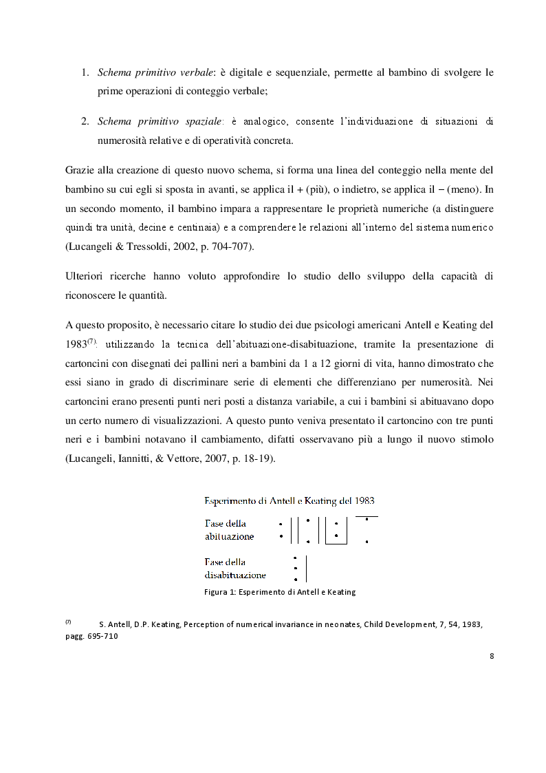 Anteprima della tesi: I prerequisiti dell'apprendimento matematico: screening e potenziamento in età prescolare, Pagina 6