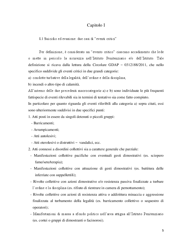 Anteprima della tesi: Correlazione tra eventi critici di evasione e suicidio. Analisi e relativi interventi di Polizia Giudiziaria, Pagina 3