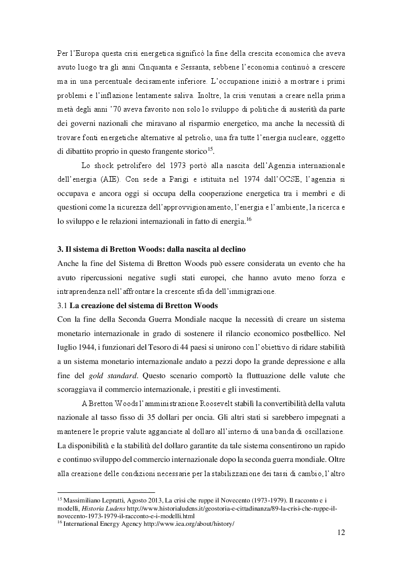 Estratto dalla tesi: La crisi dei primi anni Settanta come punto di svolta del fenomeno migratorio in Europa