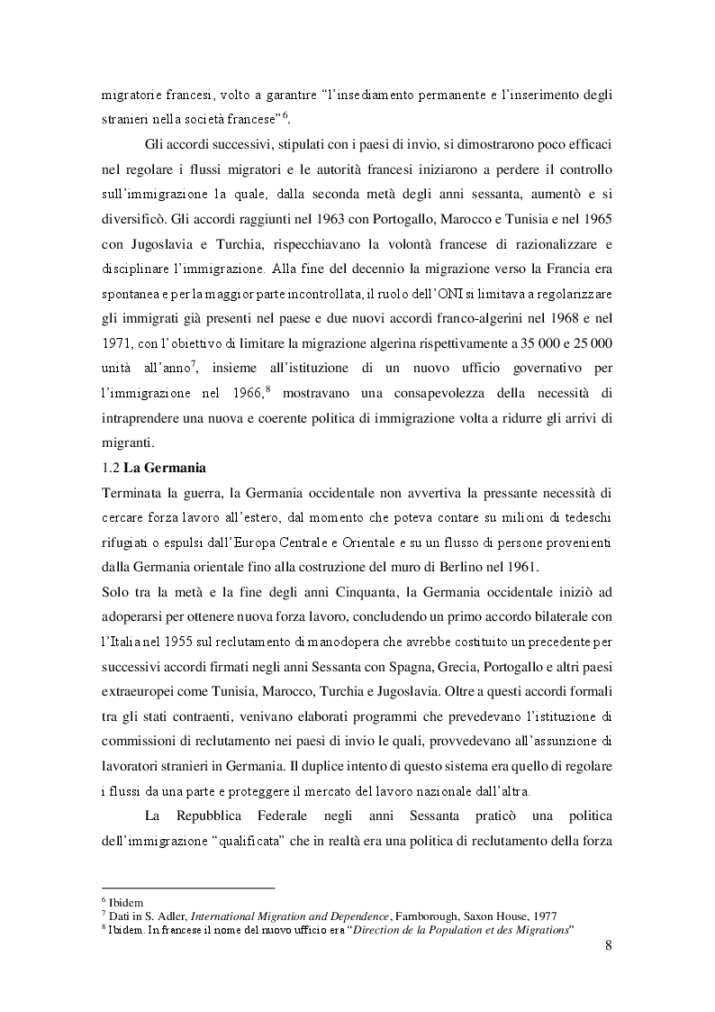 Anteprima della tesi: La crisi dei primi anni Settanta come punto di svolta del fenomeno migratorio in Europa, Pagina 6