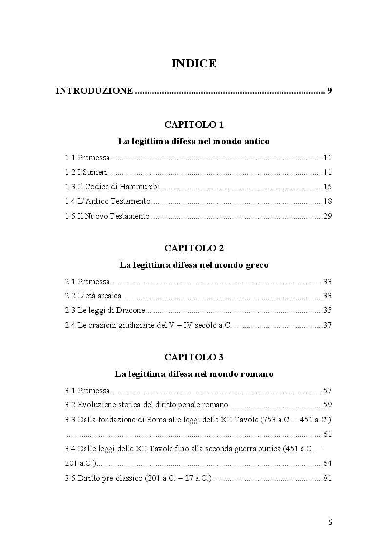Indice della tesi: Vim Vi Repellere Licet: la legittima difesa nel diritto romano, Pagina 1