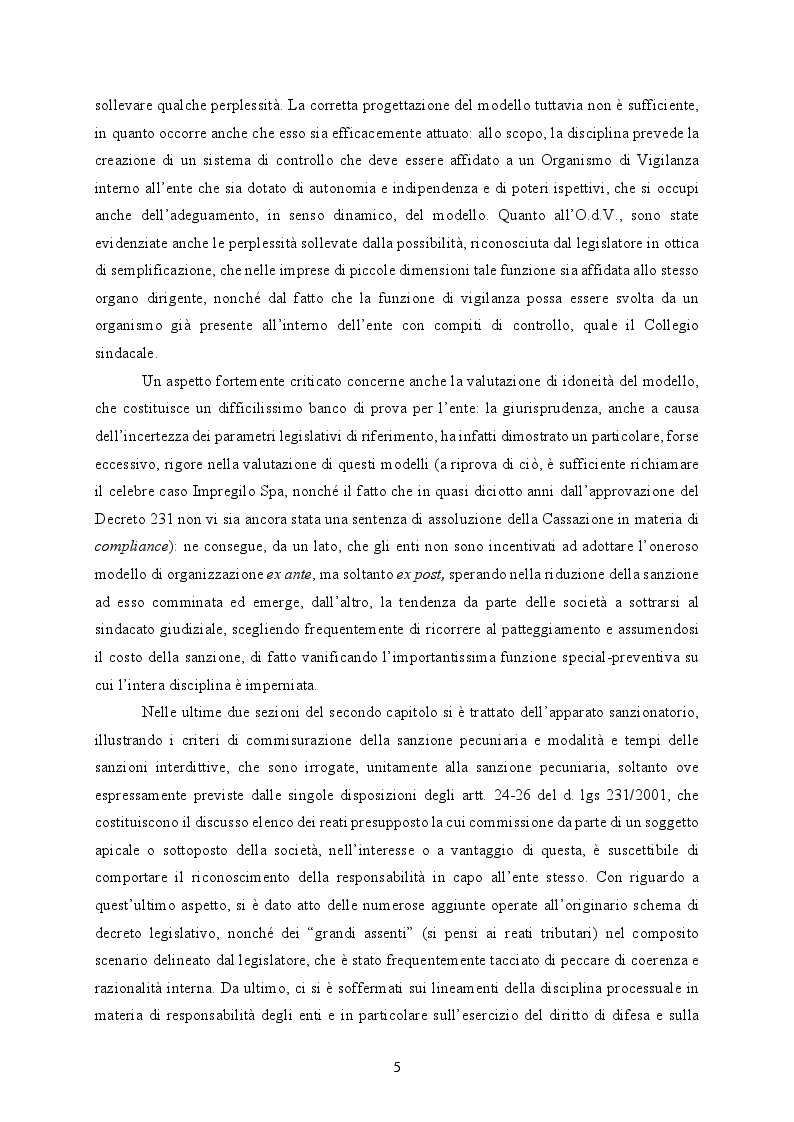 Anteprima della tesi: Responsabilità ex crimine degli enti e delitti colposi in violazione delle norme sulla salute e sicurezza sul lavoro. Profili critici e prospettive., Pagina 6