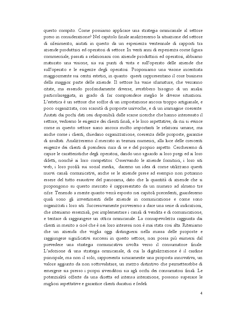 Anteprima della tesi: Estetica professionale. Adottare una strategia omnicanale, per differenziare l'offerta e creare valore aggiunto, Pagina 5