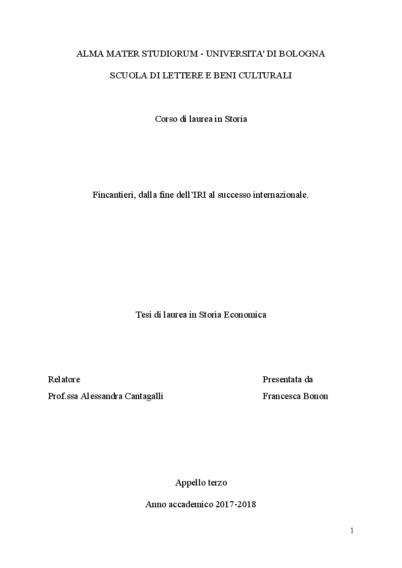 Anteprima della tesi: Fincantieri, dalla fine dell'IRI al successo internazionale, Pagina 1