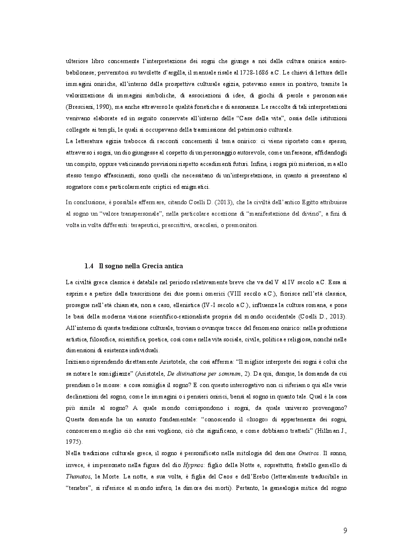 Anteprima della tesi: Il Sogno Lucido: da una ricostruzione Storico-Antropologica del fenomeno onirico alle più attuali acquisizioni Psico-Fisiologiche, per un'applicazione in campo Psicoterapeutico, Pagina 8