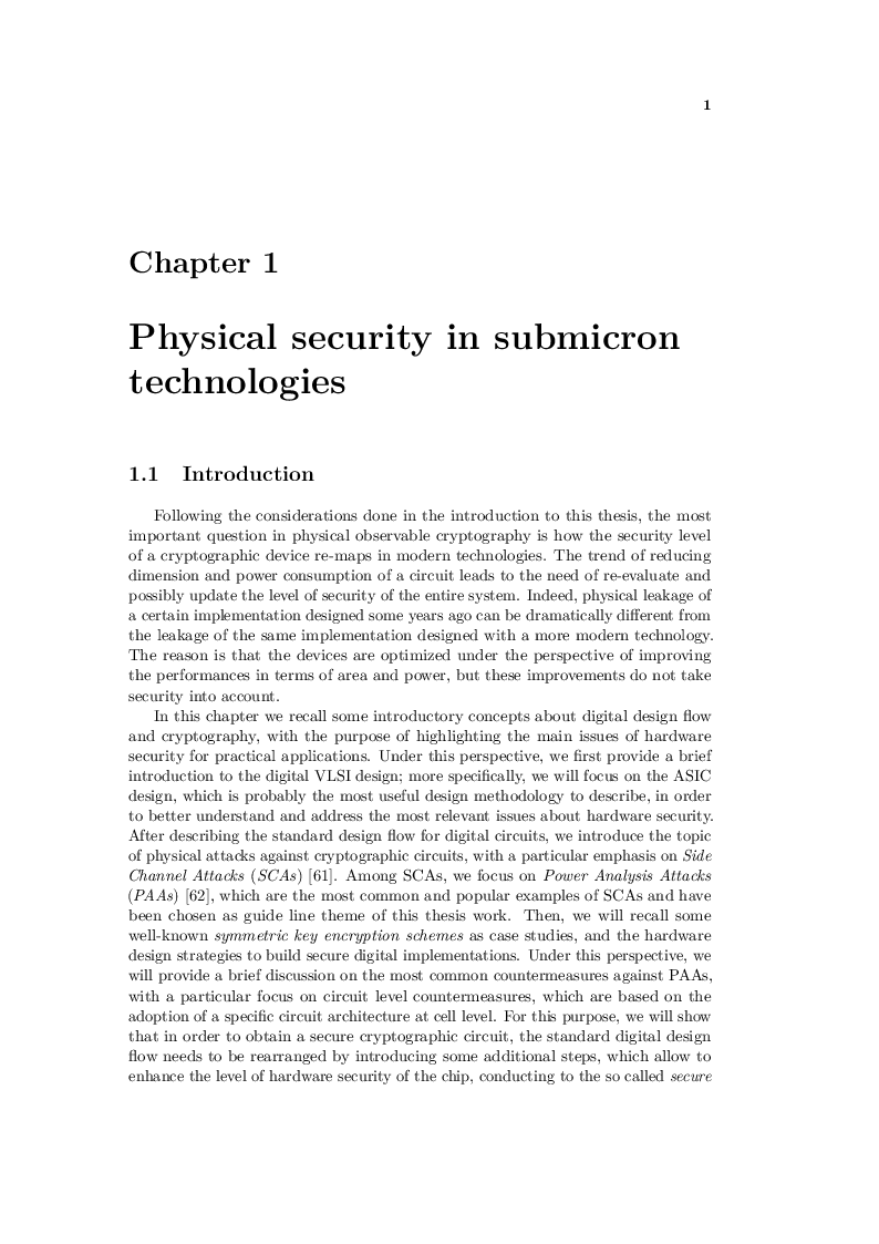 Anteprima della tesi: Design techniques for secure cryptographic circuits in deep submicron technologies, Pagina 3