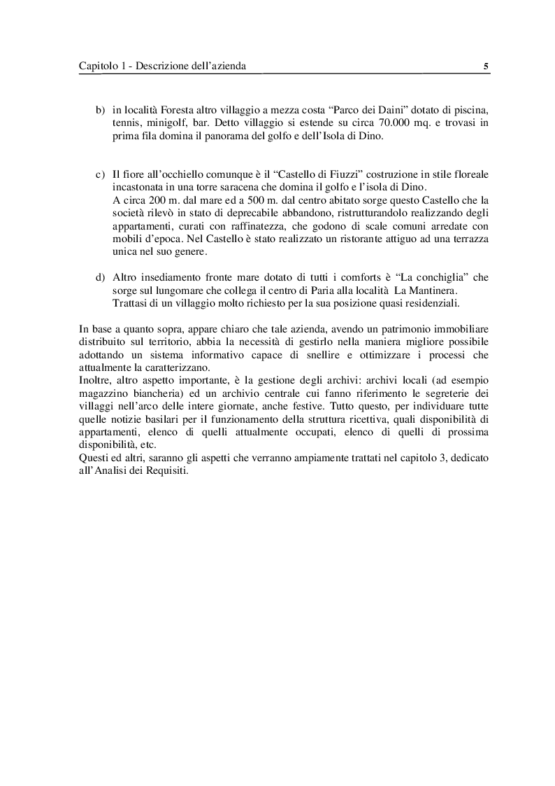 Anteprima della tesi: Analisi e Progettazione di un sistema per la gestione di un'azienda di soggiorno e turismo, Pagina 5