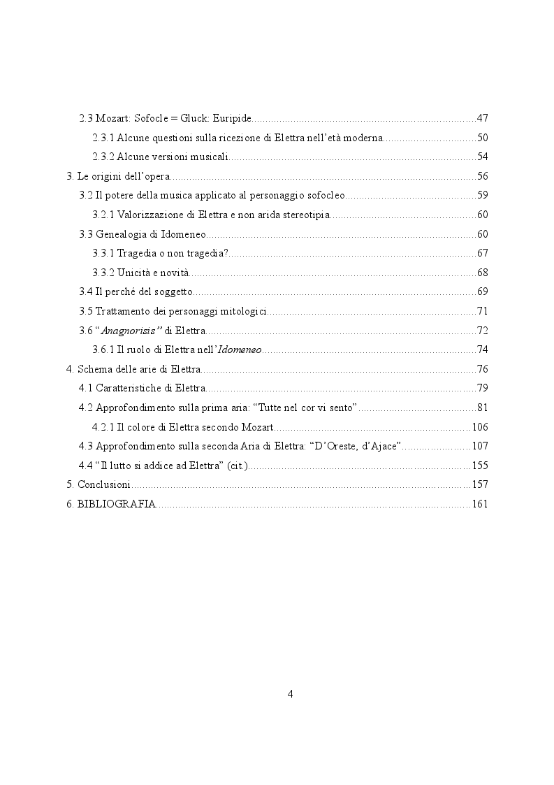 Indice della tesi: Elettra nell'Idomeneo Re di Creta di Mozart: riprese classiche dal teatro sofocleo, Pagina 2