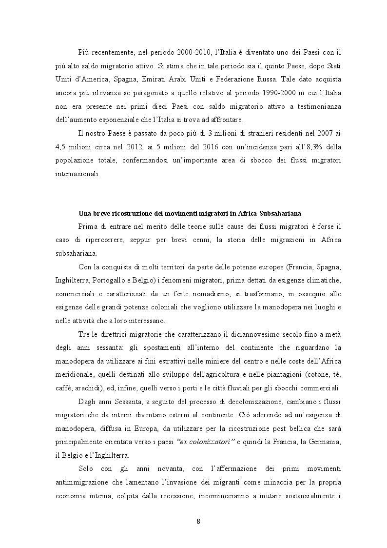 Anteprima della tesi: I flussi migratori dall'Africa subsahariana verso l'Italia, Pagina 7