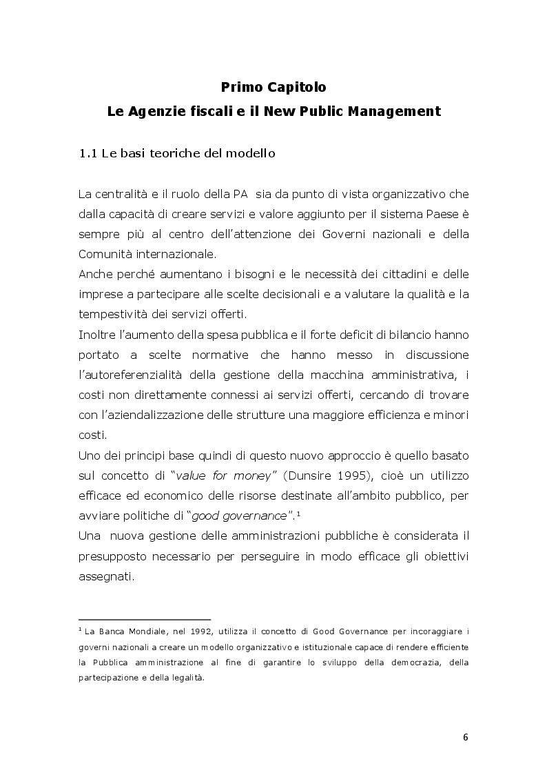 Anteprima della tesi: L'innovazione ed il cambiamento nella PA Italiana. Il modello Agenzie fiscali. Esperienze e prospettive a circa venti anni dalla loro istituzione, Pagina 5