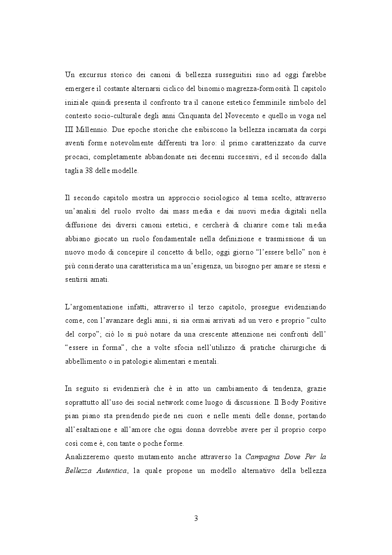 Anteprima della tesi: Lo stereotipo del corpo femminile imposto dai mass media : Anni 50' e III Millennio a confronto, Pagina 3