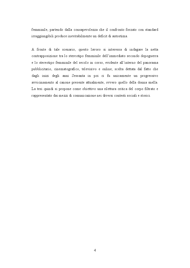 Anteprima della tesi: Lo stereotipo del corpo femminile imposto dai mass media : Anni 50' e III Millennio a confronto, Pagina 4