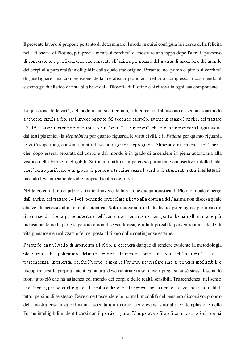 Anteprima della tesi: Felicità e virtù in Plotino, Pagina 3