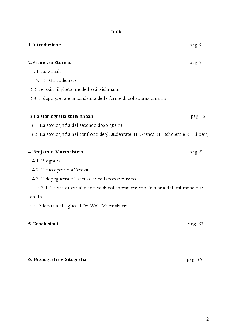 Indice della tesi: “Il testimone mai sentito”: La storia di Benjamin Murmelstein, Pagina 1