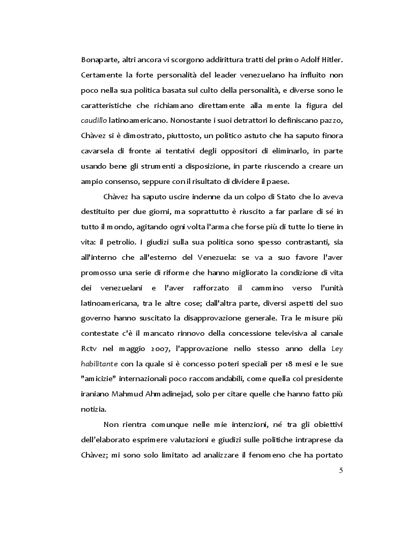 Anteprima della tesi: Hugo Chàvez: il caudillo carismatico tra populismo e socialismo, Pagina 3