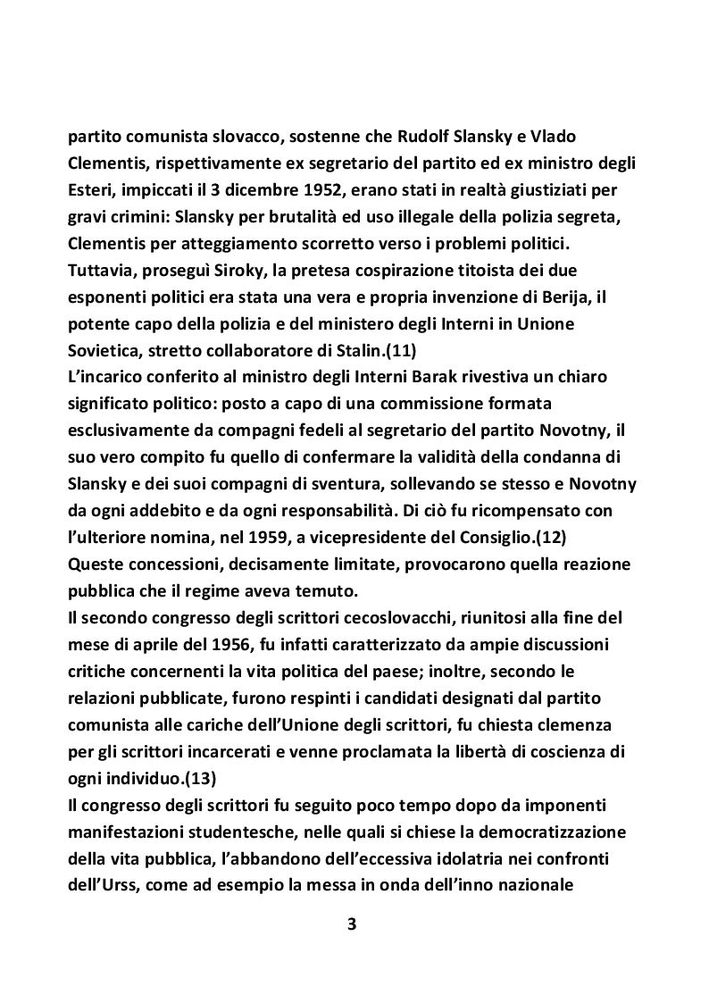 Estratto dalla tesi: Nascita ed evoluzione della Primavera di Praga