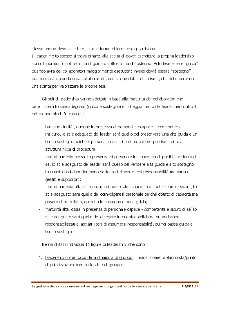 Estratto dalla tesi: La gestione delle risorse umane e il management organizzativo delle aziende sanitarie