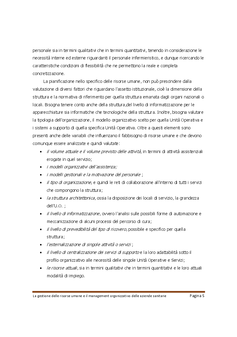 Anteprima della tesi: La gestione delle risorse umane e il management organizzativo delle aziende sanitarie, Pagina 4