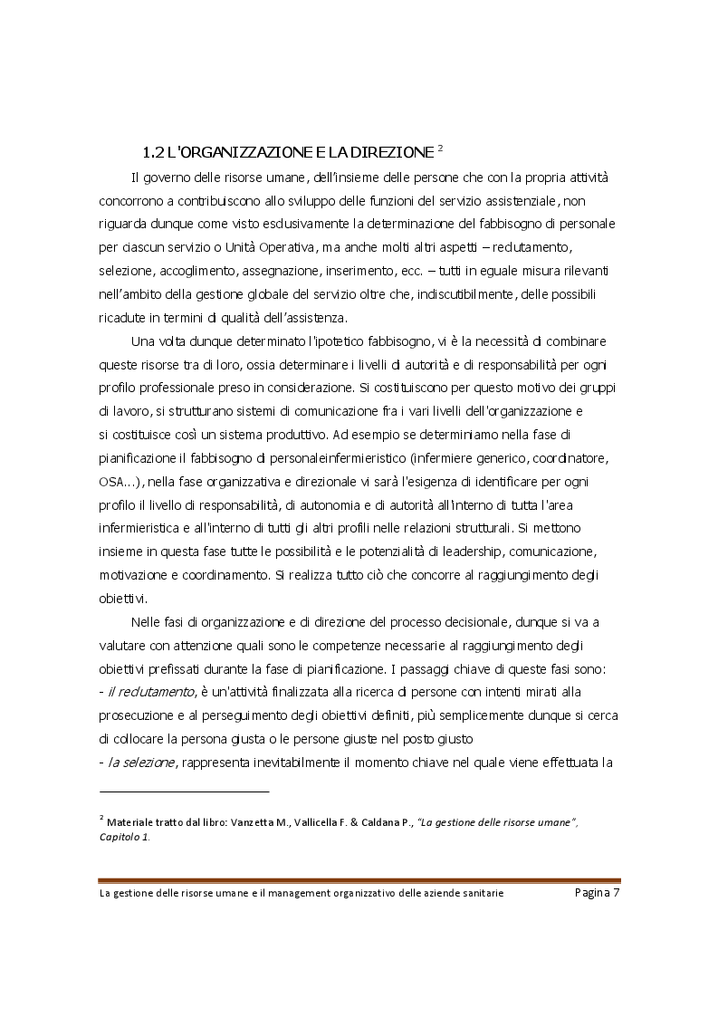Anteprima della tesi: La gestione delle risorse umane e il management organizzativo delle aziende sanitarie, Pagina 6
