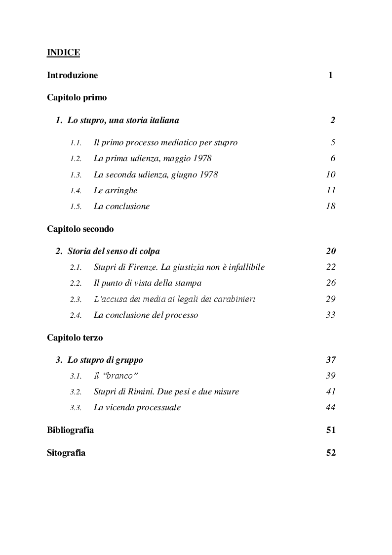 Indice della tesi: I corpi spezzati, Pagina 1