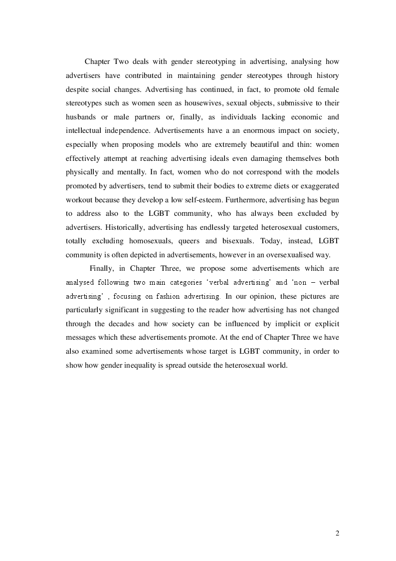 Anteprima della tesi: Gender and language in advertising, Pagina 3