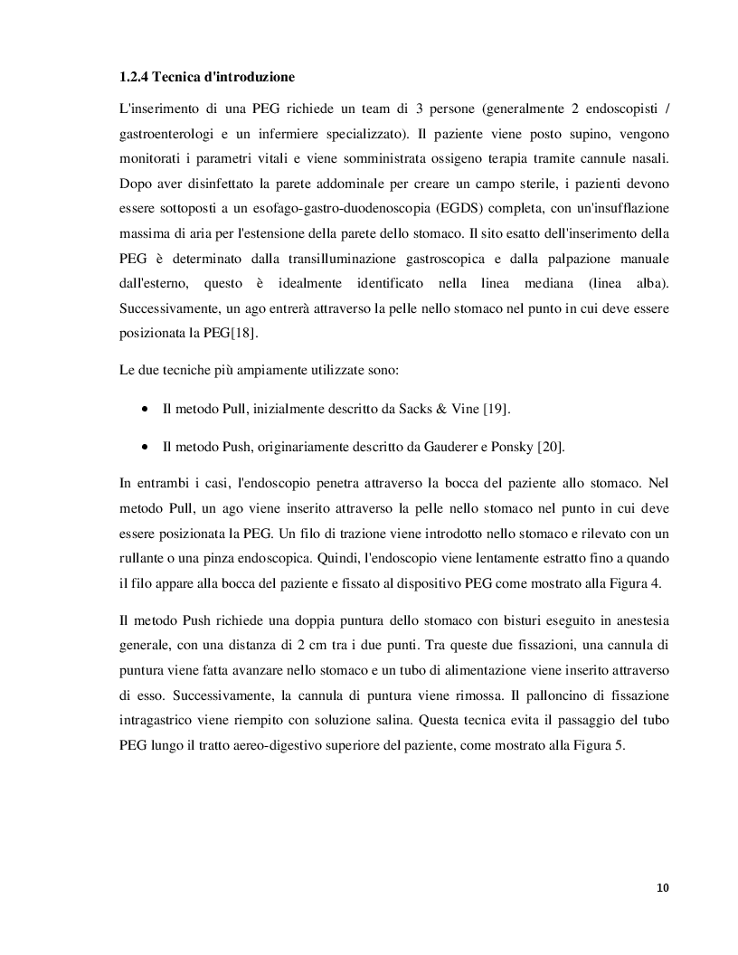 Estratto dalla tesi: Gestione delle complicanze nei pazienti portatori di PEG