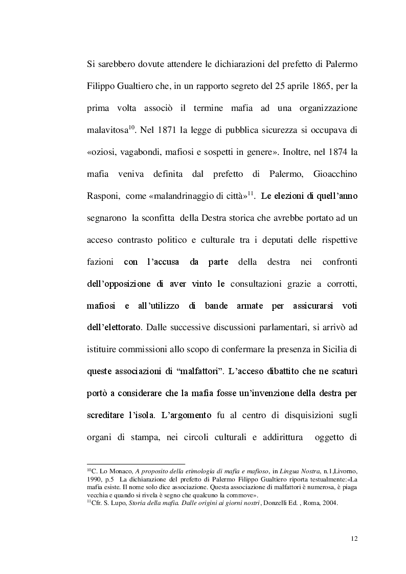 Anteprima della tesi: La repressione del fenomeno mafioso in Italia dal 1861 al secondo dopoguerra, Pagina 10
