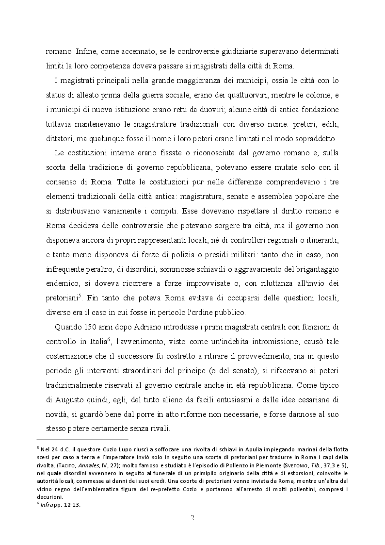 Estratto dalla tesi: La provincializzazione dell'Italia romana. Persistenze e cesure dal Principato al Basso Impero