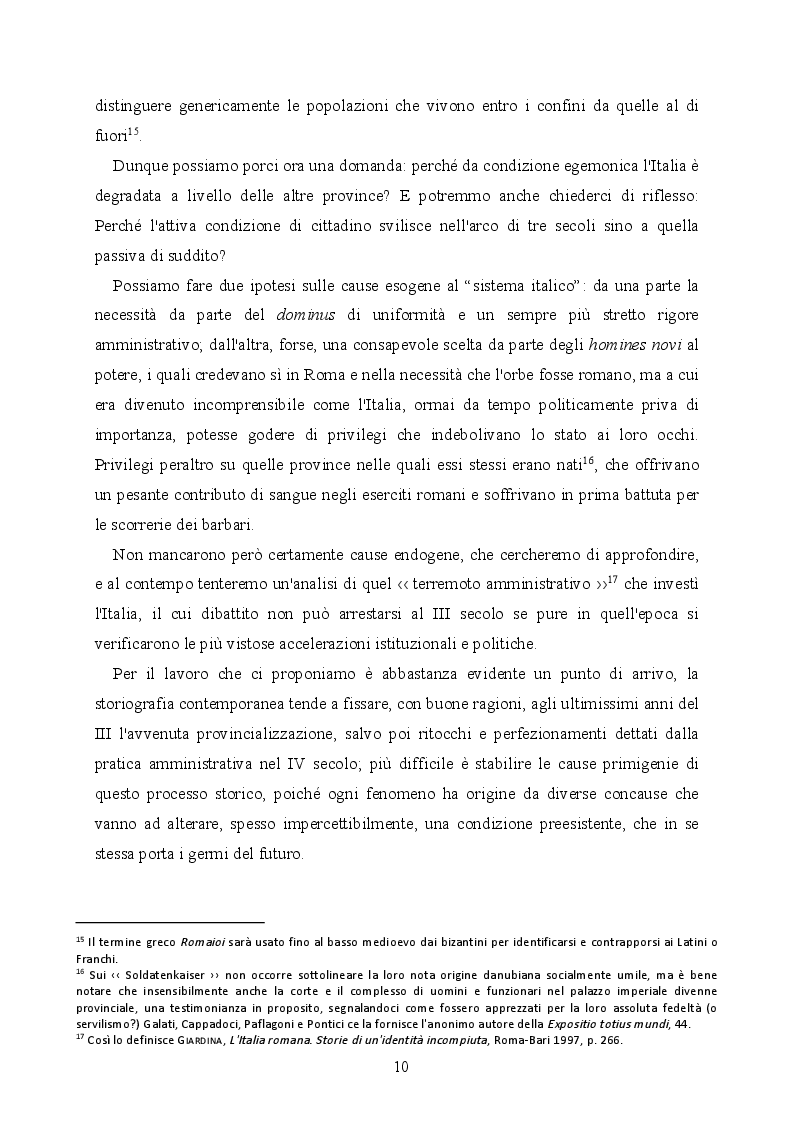 Anteprima della tesi: La provincializzazione dell'Italia romana. Persistenze e cesure dal Principato al Basso Impero, Pagina 7