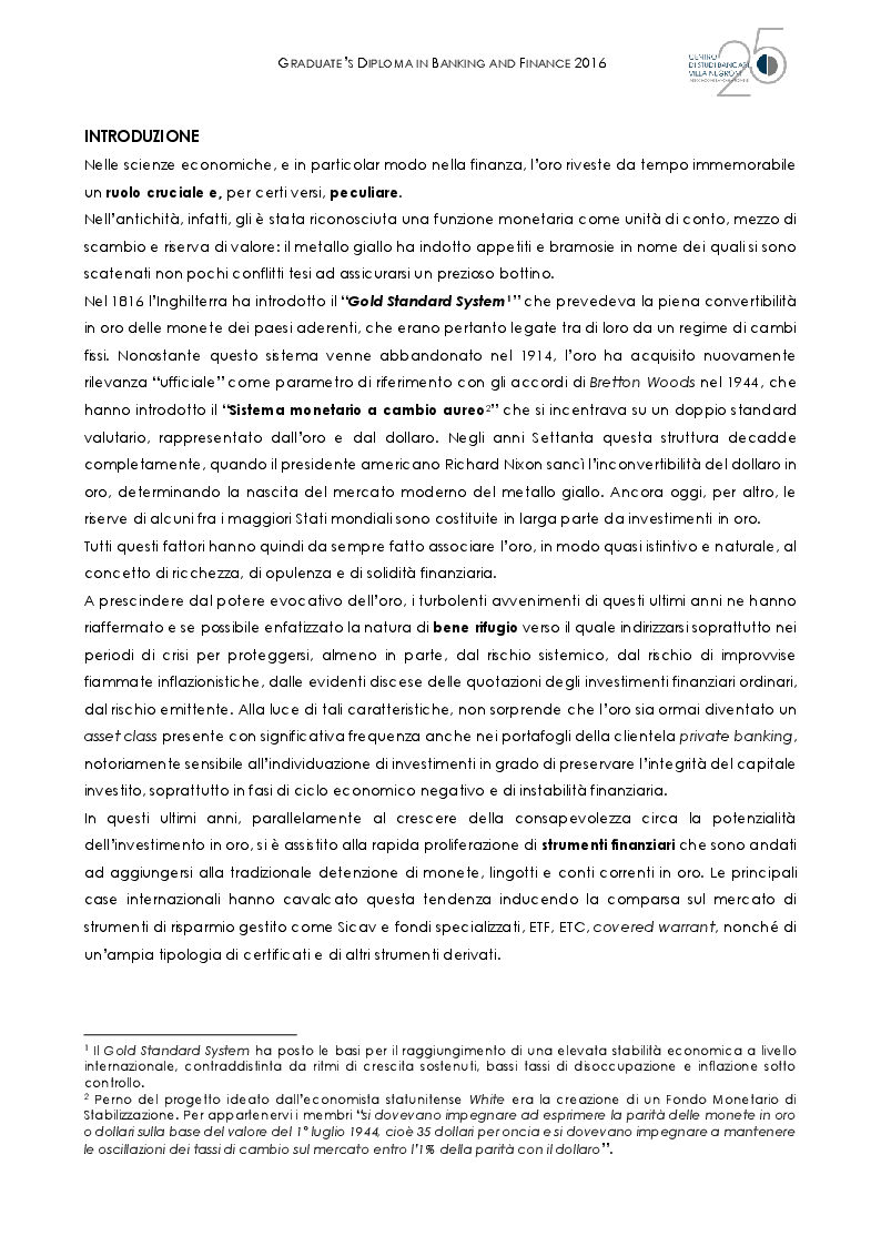 Anteprima della tesi: L'oro al tempo della crisi: bene rifugio o grande inganno?, Pagina 4
