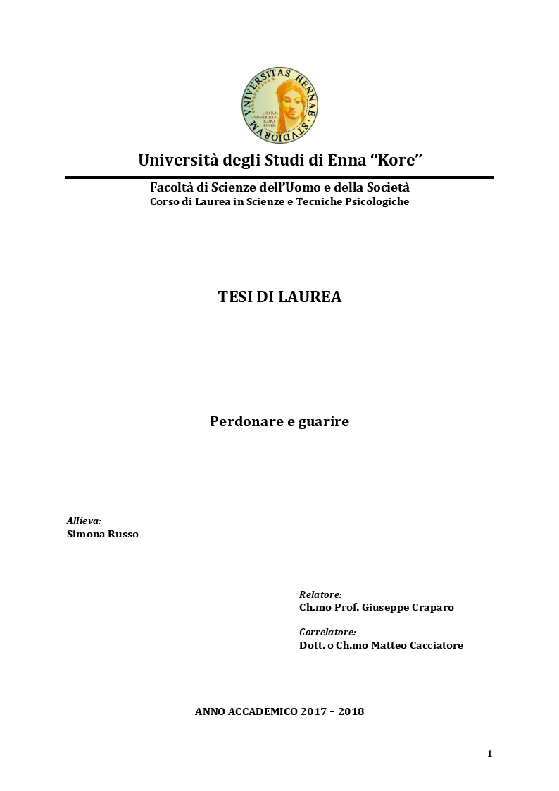 Anteprima della tesi: Perdonare e guarire, Pagina 1