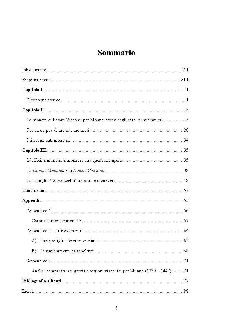 Indice della tesi: Le monete di Estore Visconti per Monza (1407-1413), Pagina 1