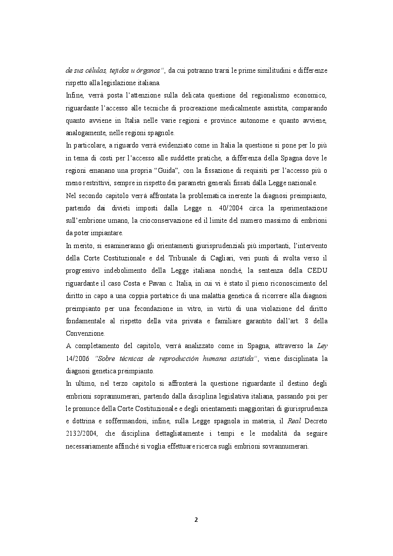 Anteprima della tesi: La procreazione medicalmente assistita e le malattie genetiche: Un'analisi comparativa tra Italia e Spagna, Pagina 3