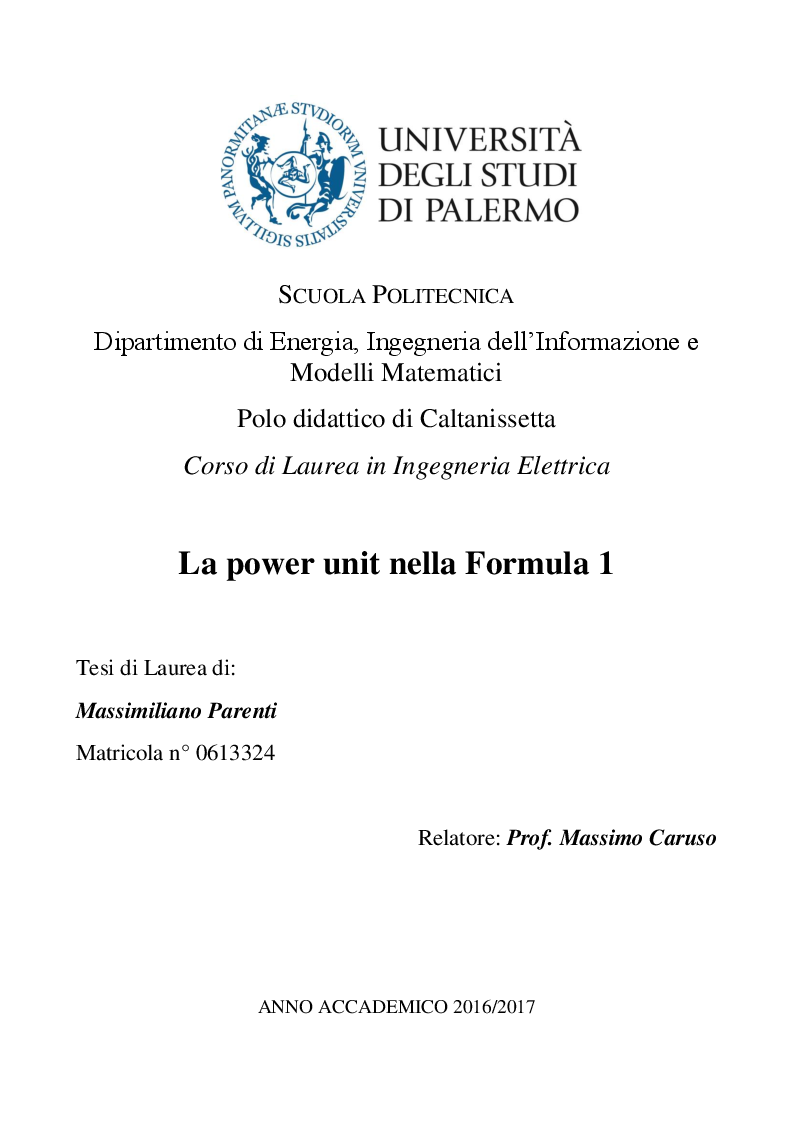 Anteprima della tesi: La power unit nella formula uno, Pagina 1