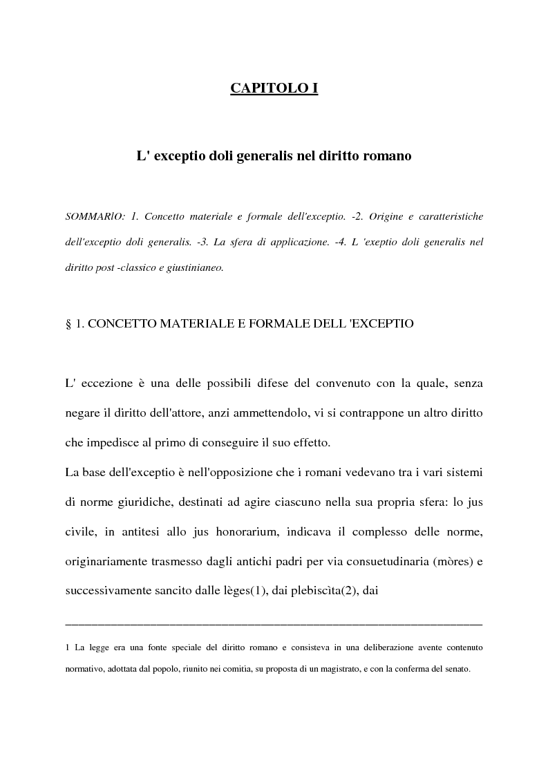 Anteprima della tesi: La exceptio doli generalis, Pagina 2