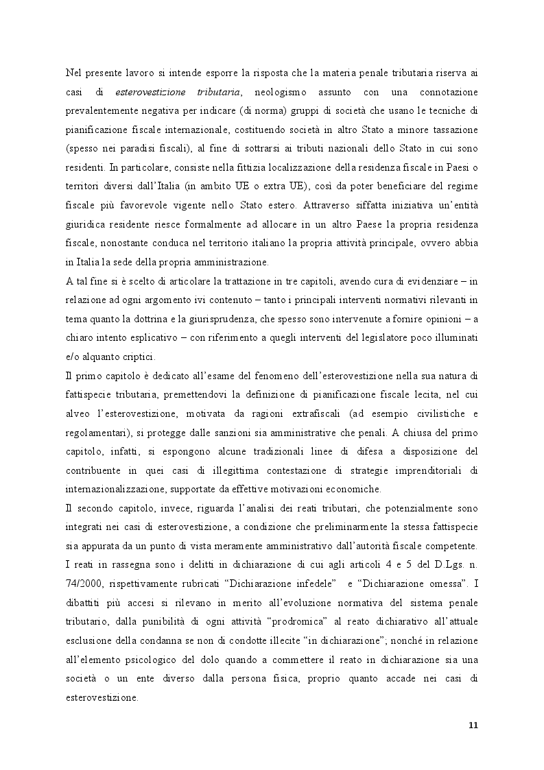 Anteprima della tesi: Il fenomeno dell'esterovestizione: profili penali, Pagina 4