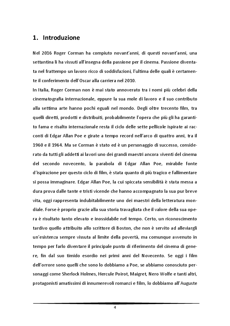 Anteprima della tesi: Edgar Allan Poe visto da Roger Corman. Il terrore tra arte e artigianato, Pagina 3