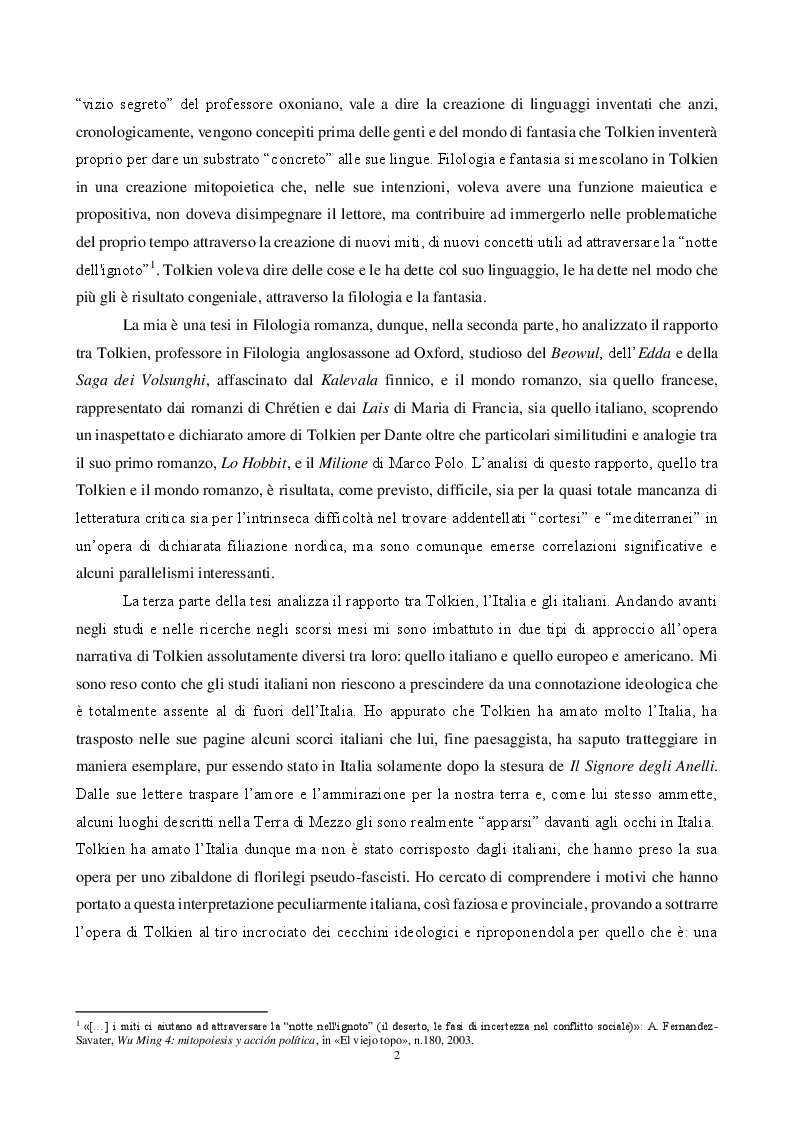 Anteprima della tesi: Il filologo sognatore: mitopoiesi, fonti letterarie inattese e ricezione dell'opera di J.R.R Tolkien, Pagina 3