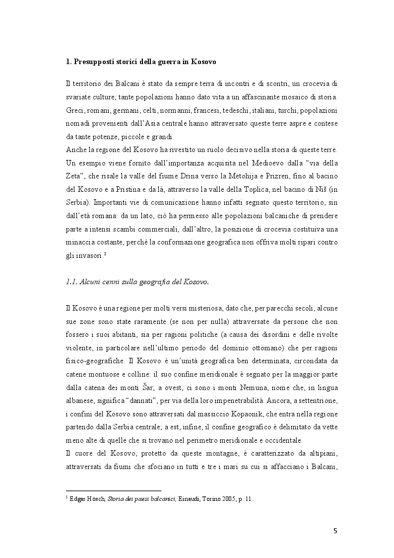 Anteprima della tesi: Come si racconta(va) la guerra: il conflitto del Kosovo nelle cronache del ''Corriere della Sera'' e del ''manifesto'', Pagina 5