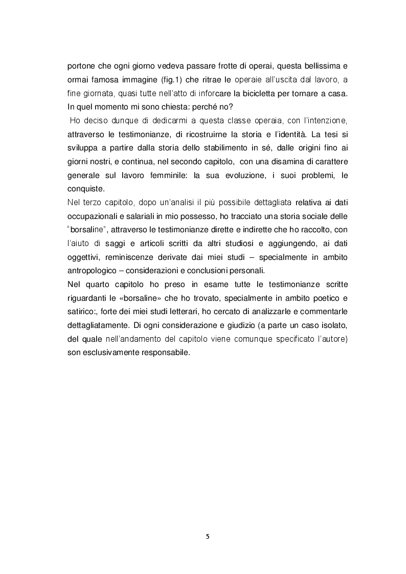 Anteprima della tesi: “La va…ca d’Bursalen”: Le operaie della fabbrica Borsalino di Alessandria tra visione maschilista ed emancipazione., Pagina 3
